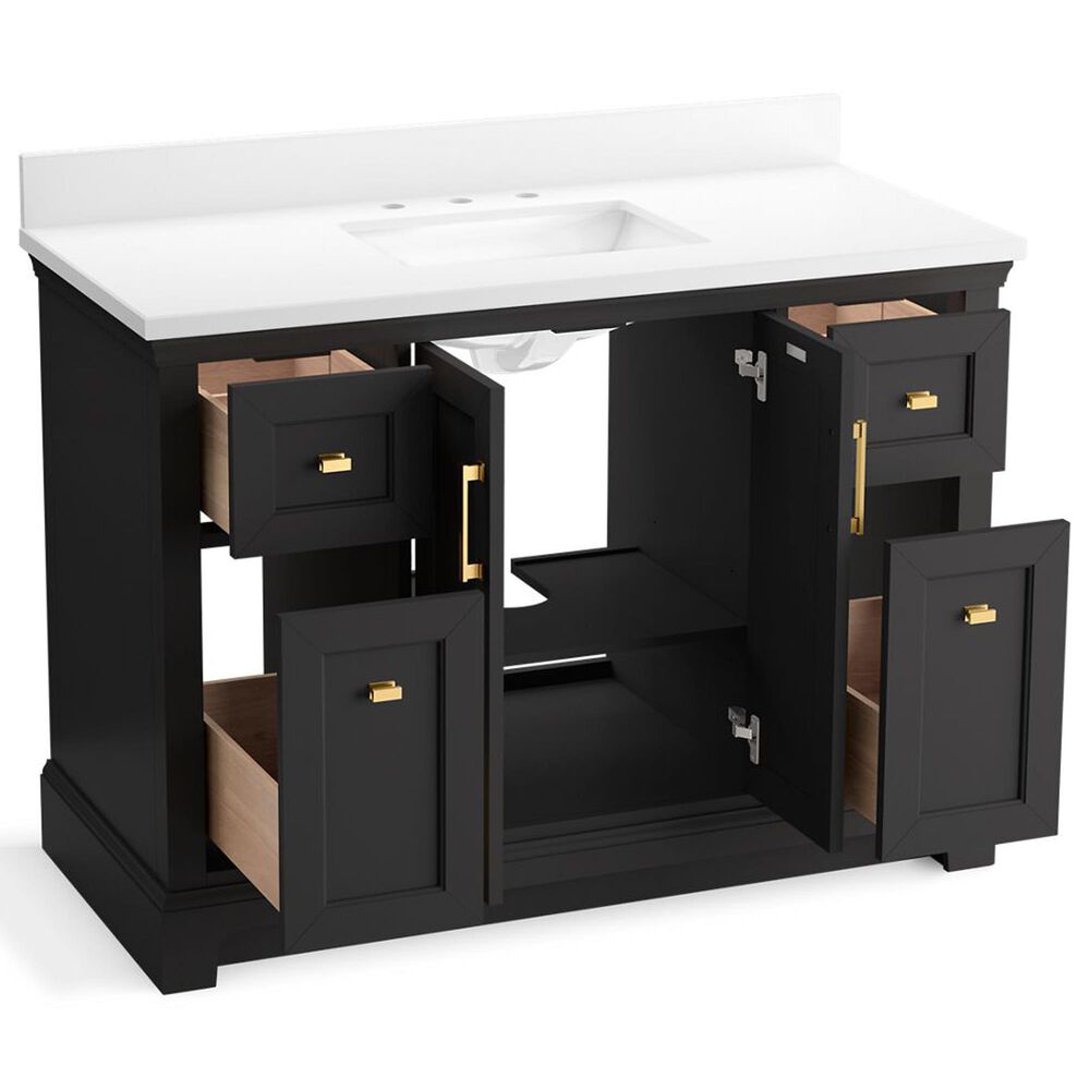 Kohler Charlemont 48&quot; Single Bathroom Vanity in Ferrous Grey with 3 cm White Quartz Top and Rectangular Sink, , large
