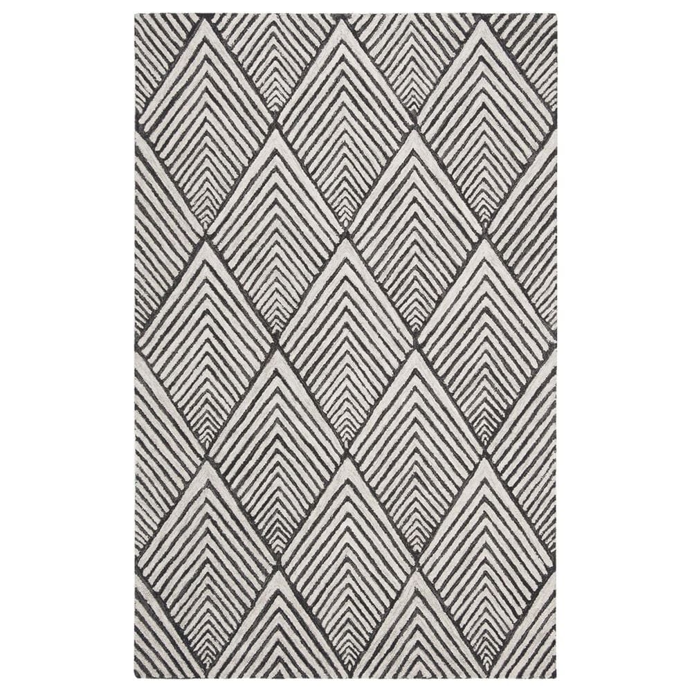 Safavieh Micro-Loop MLP151H 5" x 8" Charcoal and Ivory Area Rug, , large