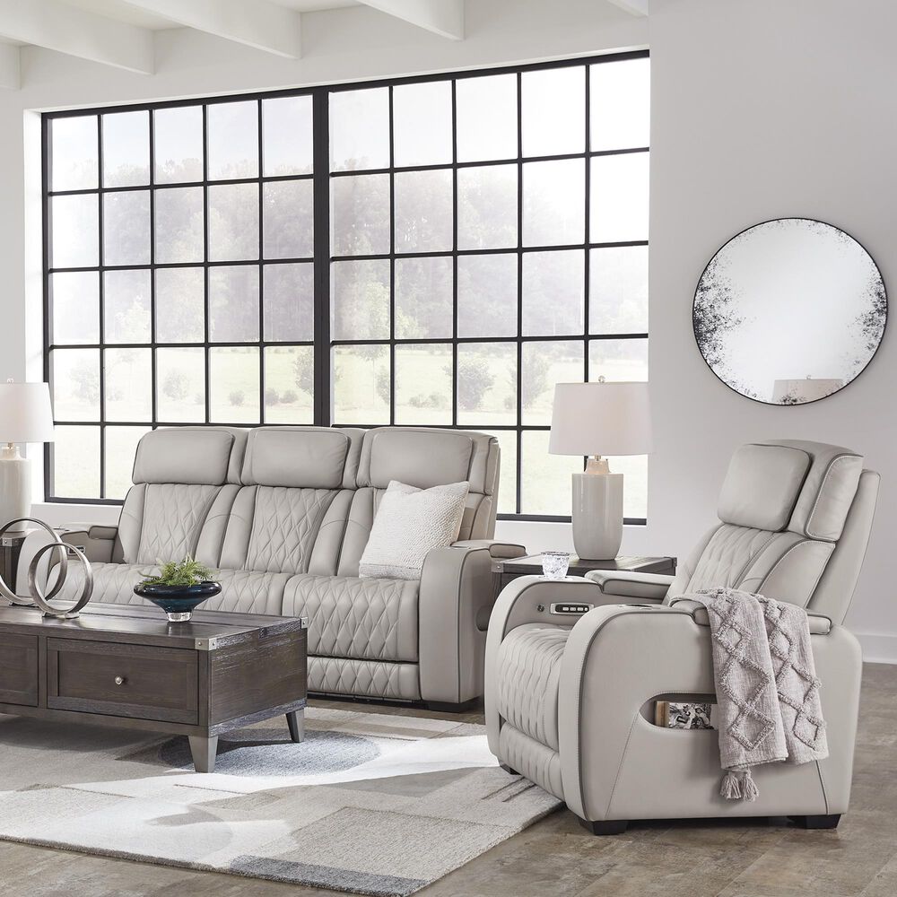 Ashley Boyington 2-Piece Leather Power Reclining Living Room Set in Gray, , large