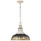 Golden Lighting Kinsley 1-Light Large Pendant with Antique Black Iron Shade in Aged Galvanized Steel, , large