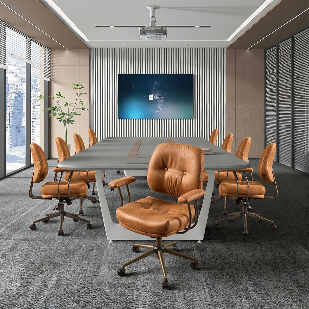 HOMLUX Executive Office Chair with Suede Fabric Cushion in Brown, , large