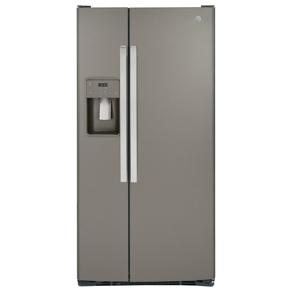 GE Appliances 23 Cu. Ft. Side by Side Refrigerator with External Dispenser in Fingerprint Resistant Slate, , large