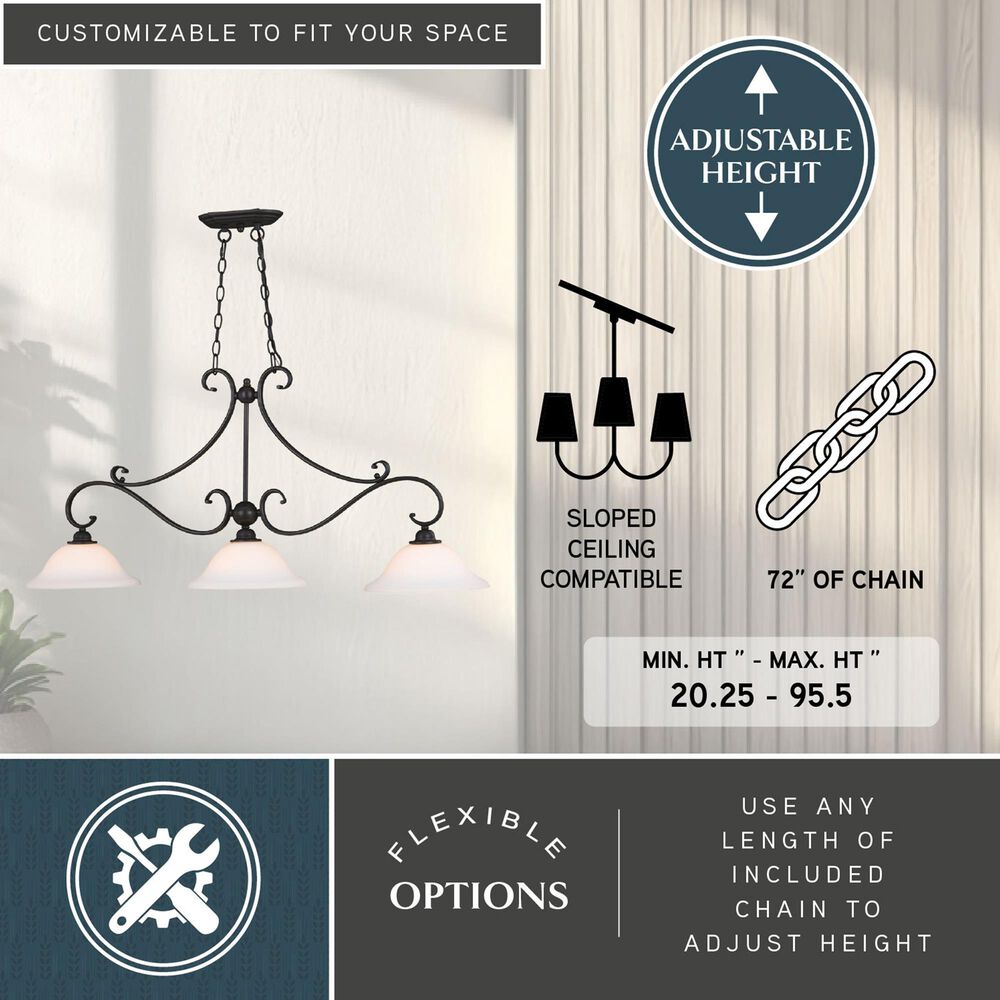 Vaxcel Monrovia 3-Light Linear Chandelier in Oil Rubbed Bronze, , large