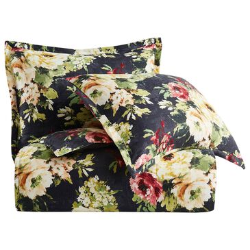 HiEnd Accents Peony 3-Piece Super King Duvet Cover Set in Charcoal and Green, , large