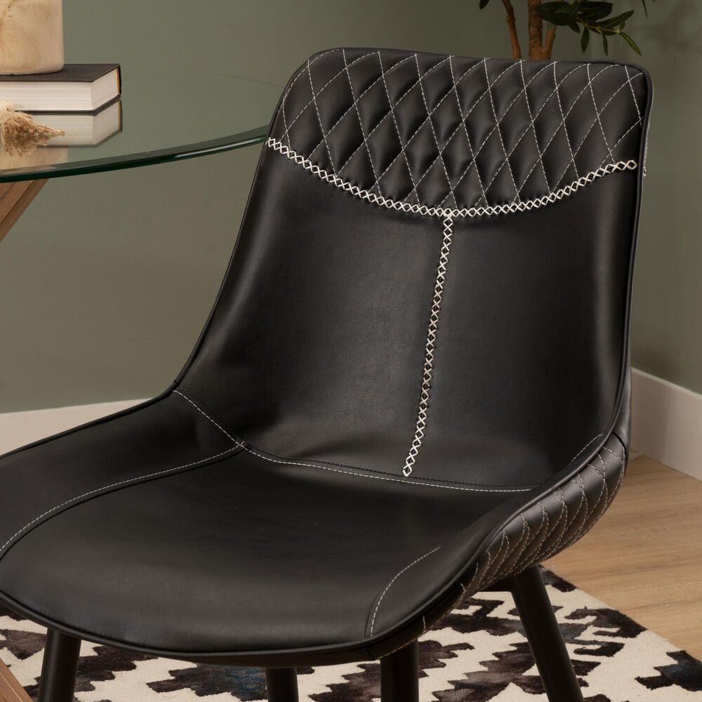 Linon Home Decor Edler Side Chair with Black Upholstery in Black (Set of 2), , large