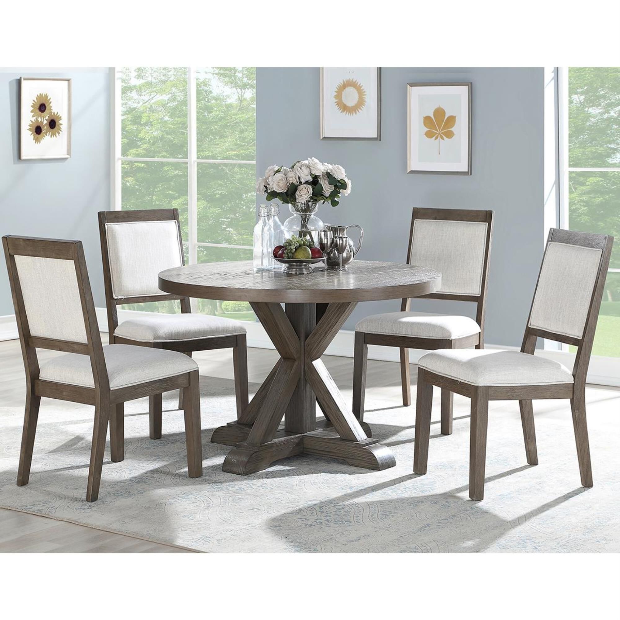 Crystal City Molly Dining Table in Light Brown With a Grey Washed