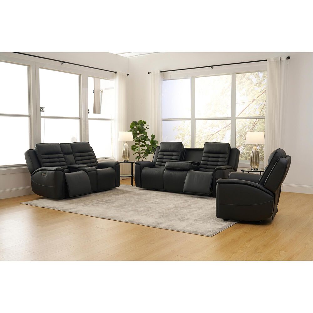 Interlochen High End Power Reclining Sofa with Power Headrest in Jet Black, , large
