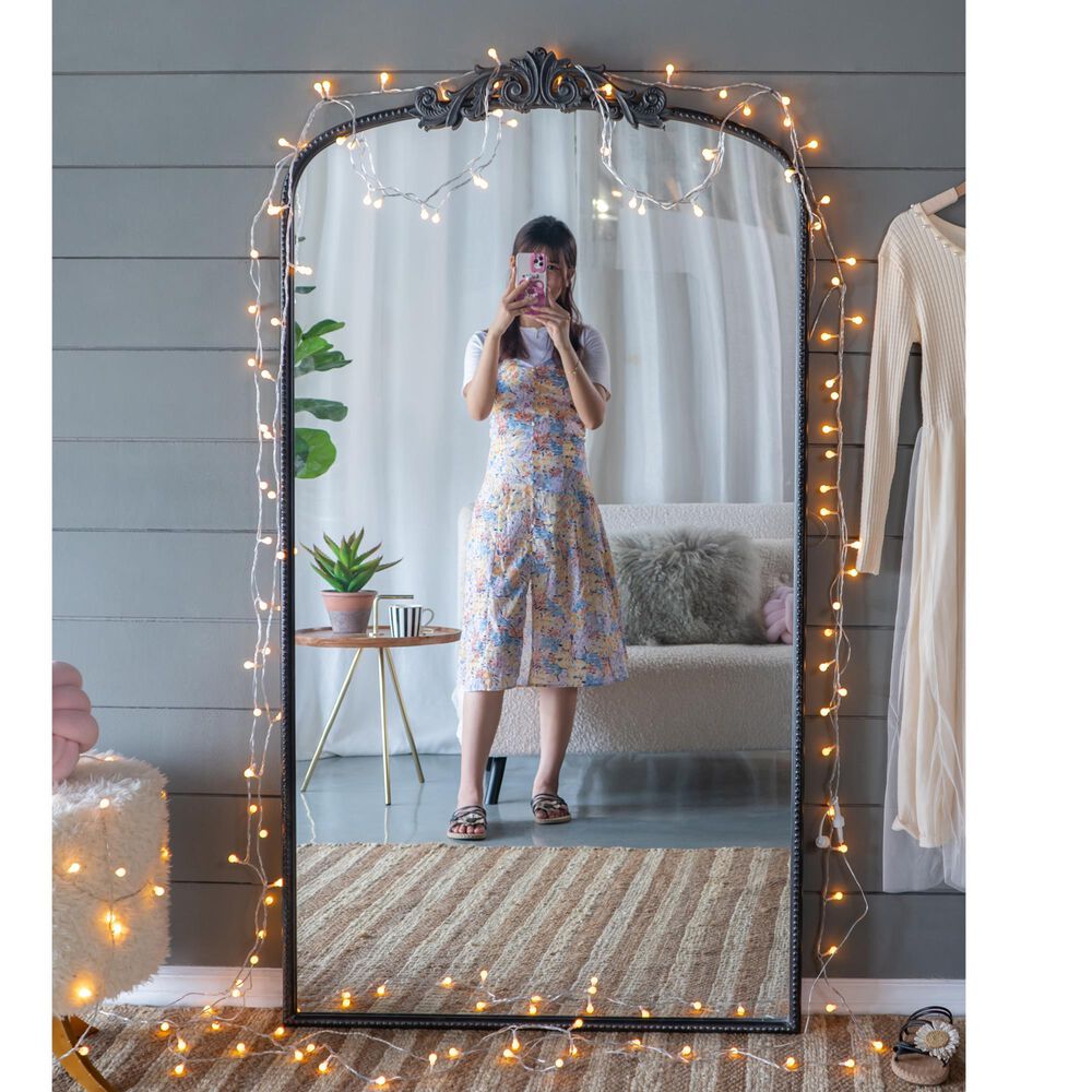 Hearth and Haven 66" x 36" Full Length Arched Mirror in Black, , large