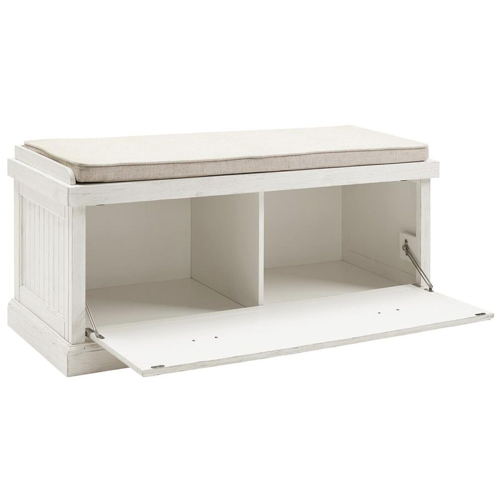 Crosley Furniture Seaside Entryway Bench In Distressed White Finish NFM