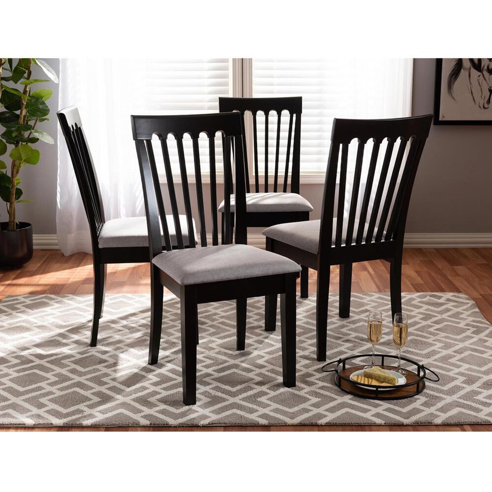 Baxton Studio Dining Chair in Gray and Espresso (Set of 4