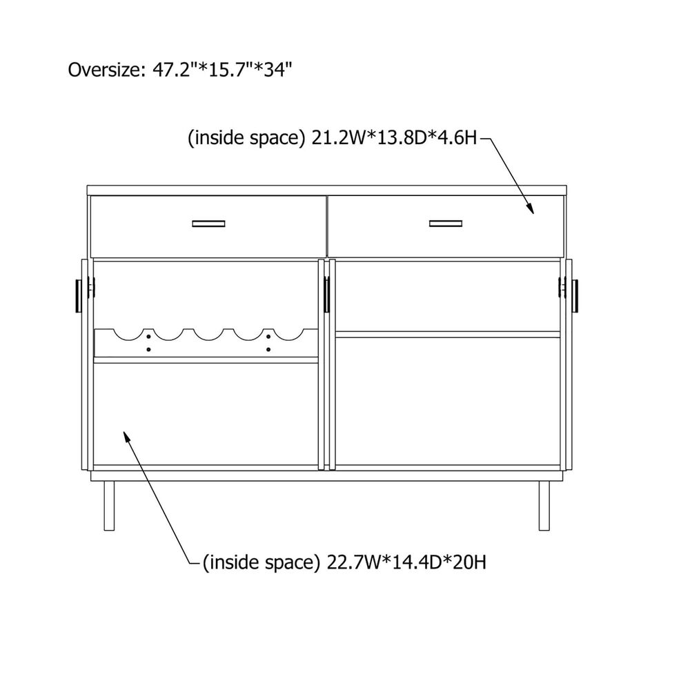 Furniture of America Belcher Buffet in Black and Silver, , large
