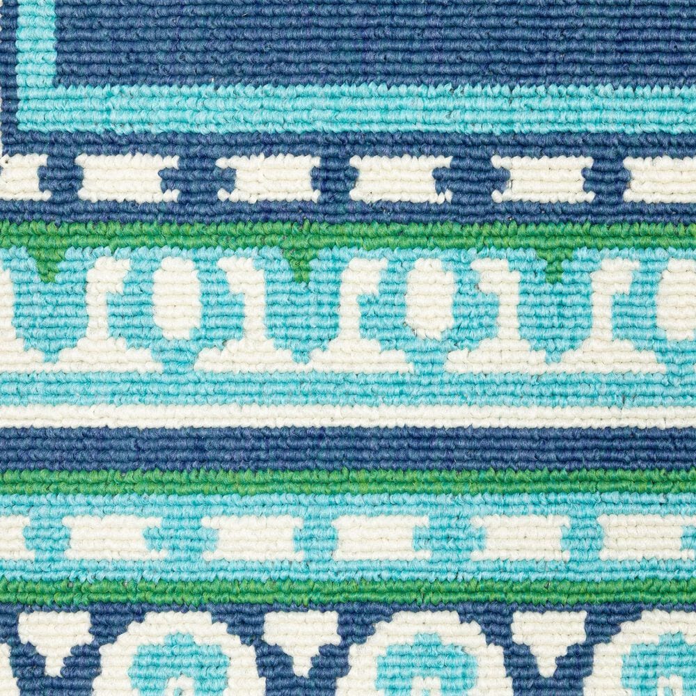 Oriental Weavers Meridian Navy and Green 2'3" x 7'6" Indoor/Outdoor Runner, , large