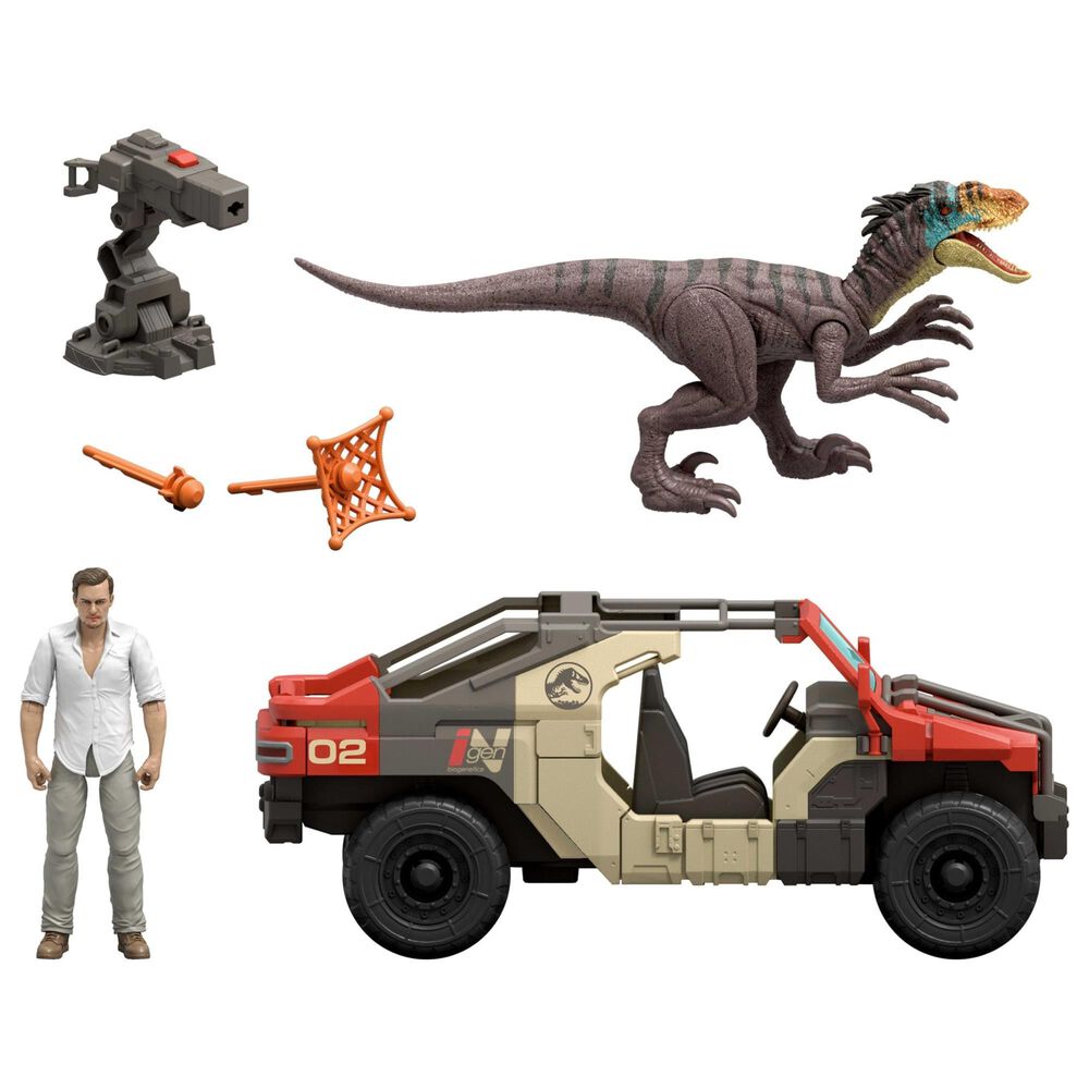 Jurassic World Rebirth Launch and Battle Vehicle with Figures in Multicolor, , large