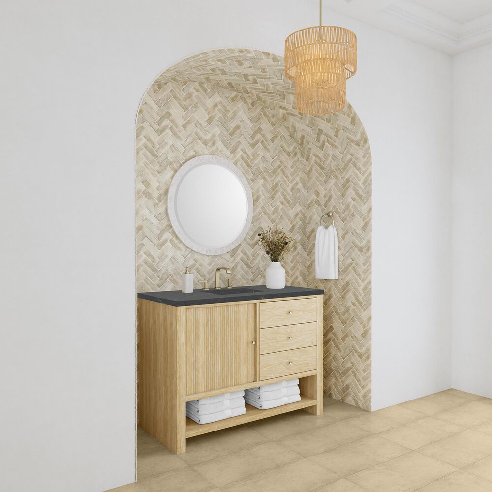 James Martin Vanities Marigot Single 48&quot; Single Vanity in Sun-washed Oak with 3 cm Charcoal Soapstone Quartz Top, , large