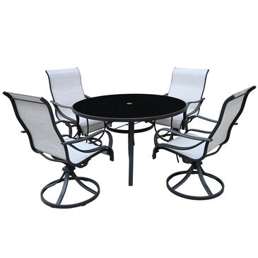 Global Note Collections Hillcrest 5-Piece Patio Dining Set in Boone Grey and Black , , large