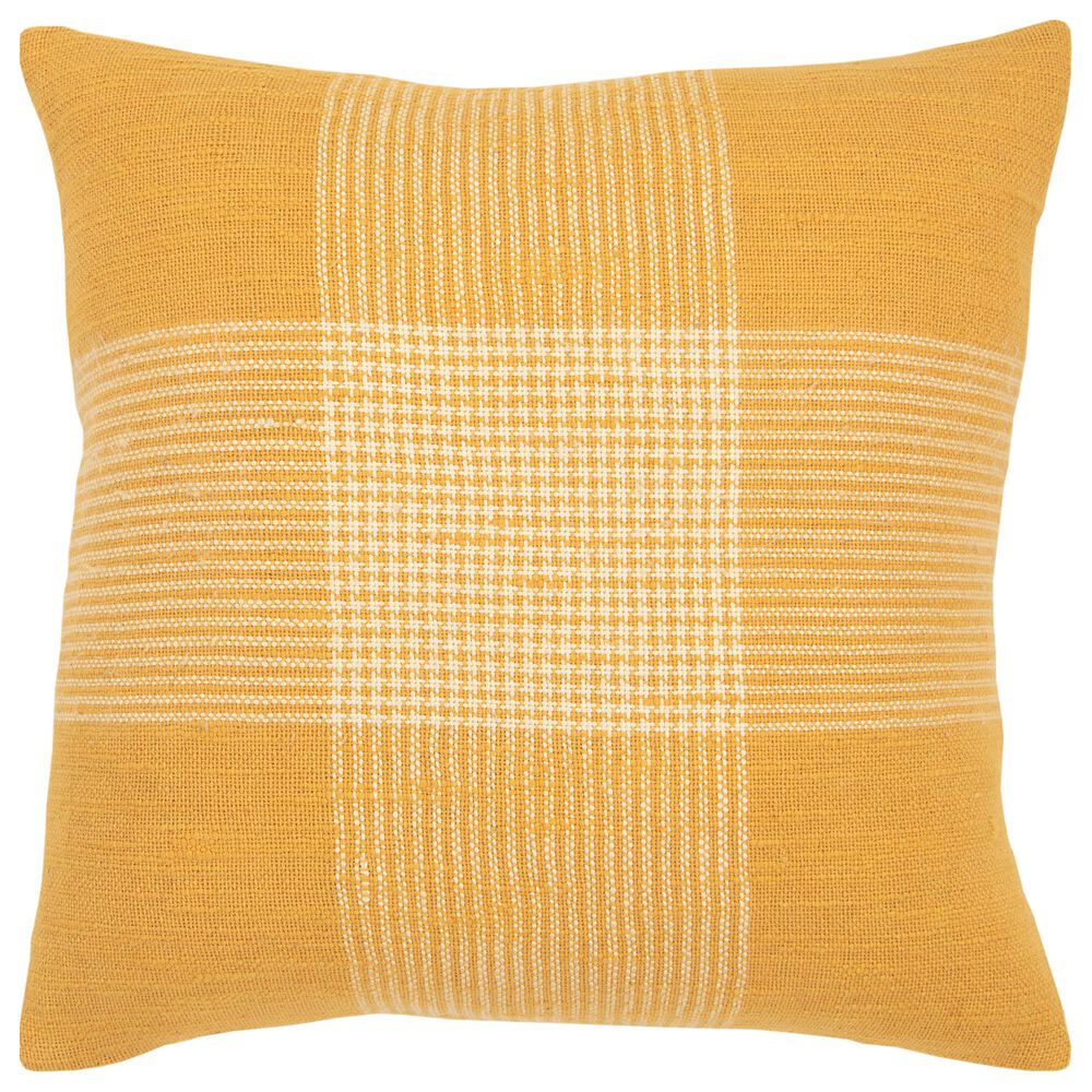 Rizzy Home Plaid 20" Down Filled Pillow in Yellow and White, , large