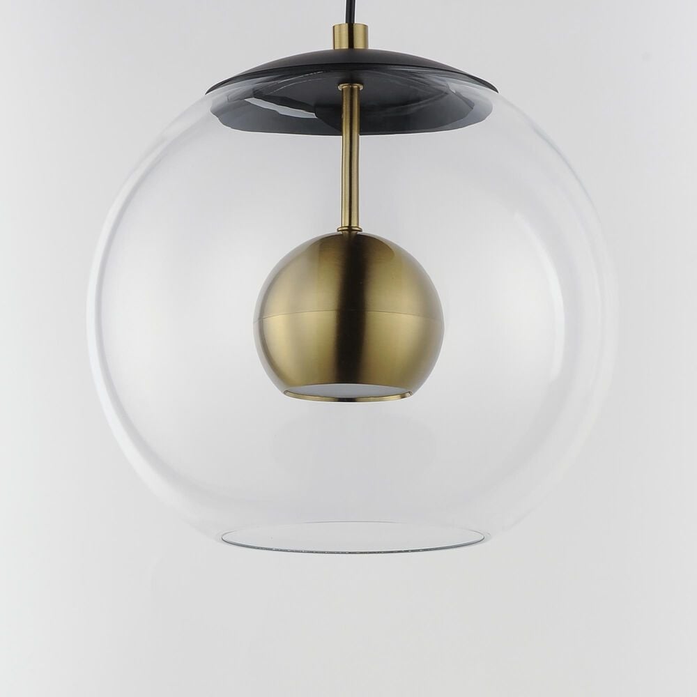 Maxim Lighting Nucleus 1-Light LED Pendant in Black and Natural Aged Brass, , large