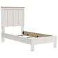 Ashley Linnocreek Twin Panel Bed in White and Warm Brown, , large