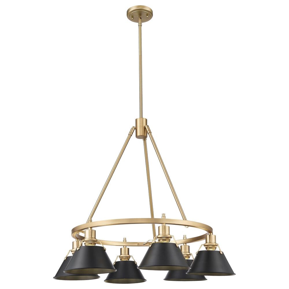 Golden Lighting Orwell 6-Light Chandelier with Matte Black Shade in Brushed Champagne Bronze, , large