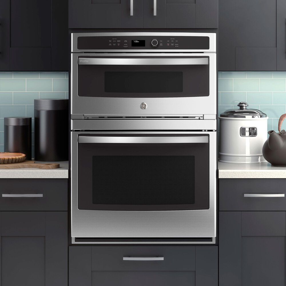 GE Profile 2-Piece Kitchen Package with Stainless Steel 30" Built-In Microwave Combination Wall Oven and Black 36" Energy Star Induction Cooktop, , large