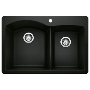 Blanco Diamond 1-3/4 Double Bowl Dual Mount Kitchen Sink in Coal Black, , large