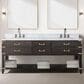 Lexora Home Norwalk 80" Double Bathroom Vanity in Brown Oak with White Carrara Marble Top and Rectangle Sink, , large