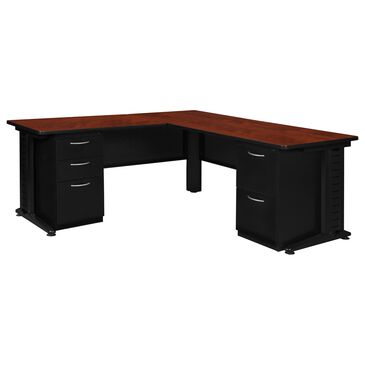 Regency Global Sourcing Fusion 72" Double Pedestal L-Desk with Return in Cherry, , large