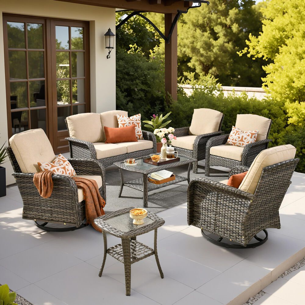 HOMLUX 7-Piece Patio Conversation Set in Beige, , large