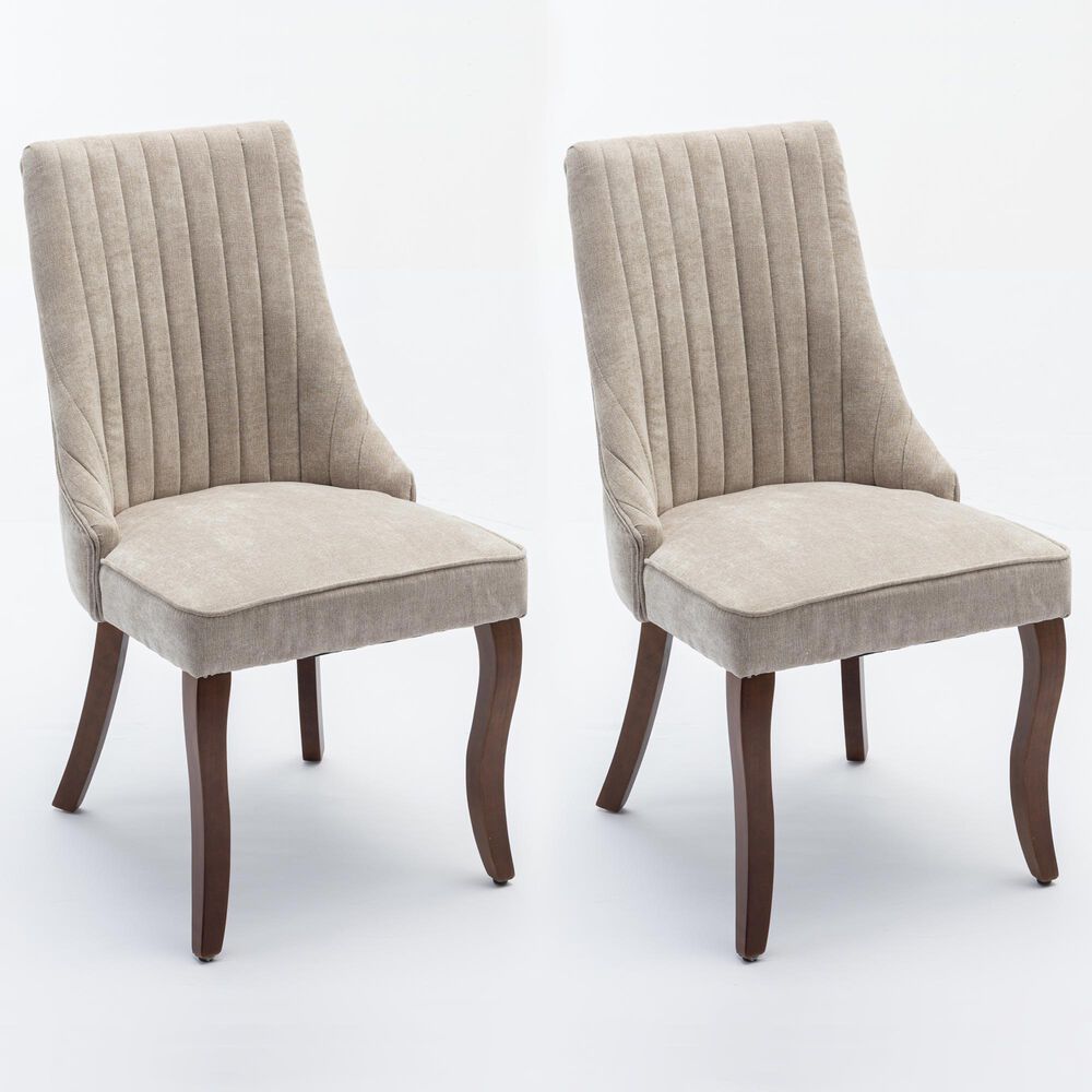 Hearth and Haven Rayon Side Chair with Beige Cushion in Light Brown (Set of 2), , large