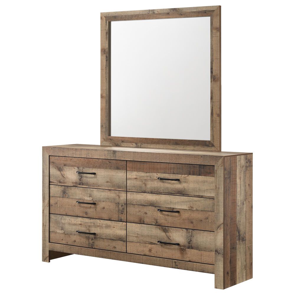 Crown Mark Elmer 5 Piece Queen Panel Bedroom Set in Rustic Brown, , large