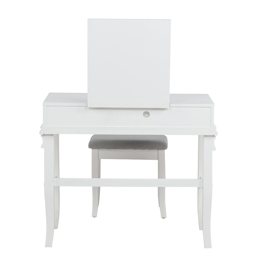 Linon Home Decor Angela Vanity with Stool in White, , large
