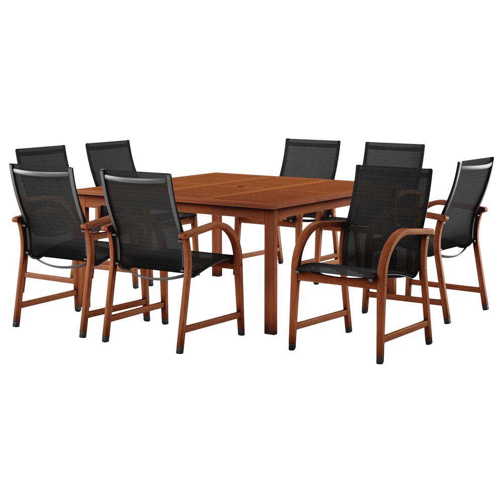 Amazonia Bahamas and Manhattan 9-Piece Square Patio Dining Set in Brown and Black, , large