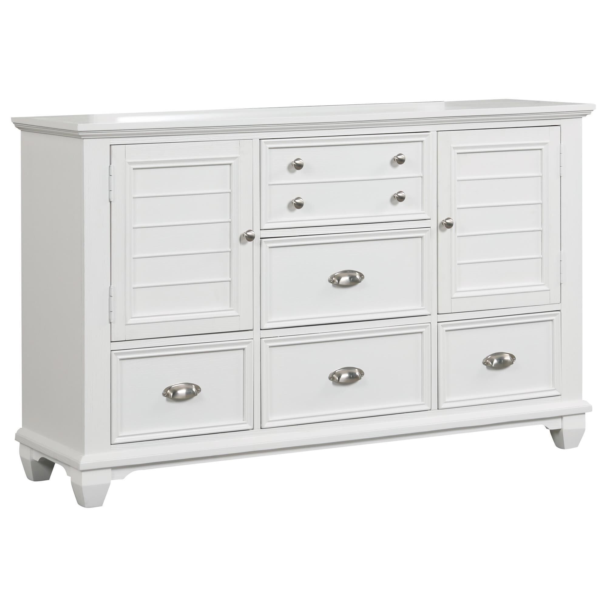 New Heritage Design Jamestown 6 Drawer Dresser in Brushed White