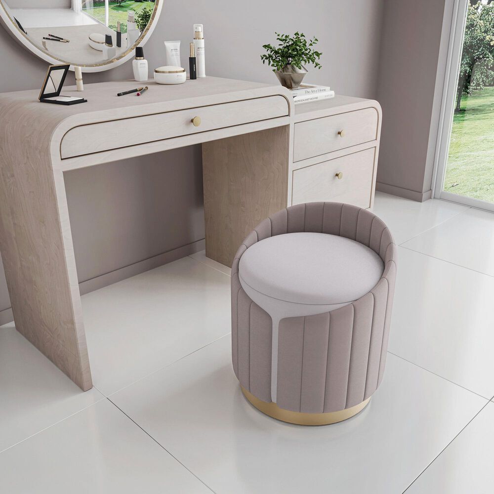 Rta Products Plush Storage Ottoman in Taupe, , large
