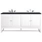 James Martin Vanities Athens 72" Double Bathroom Vanity in Glossy White with 3 cm Charcoal Soapstone Quartz Top and Rectangular Sinks, , large