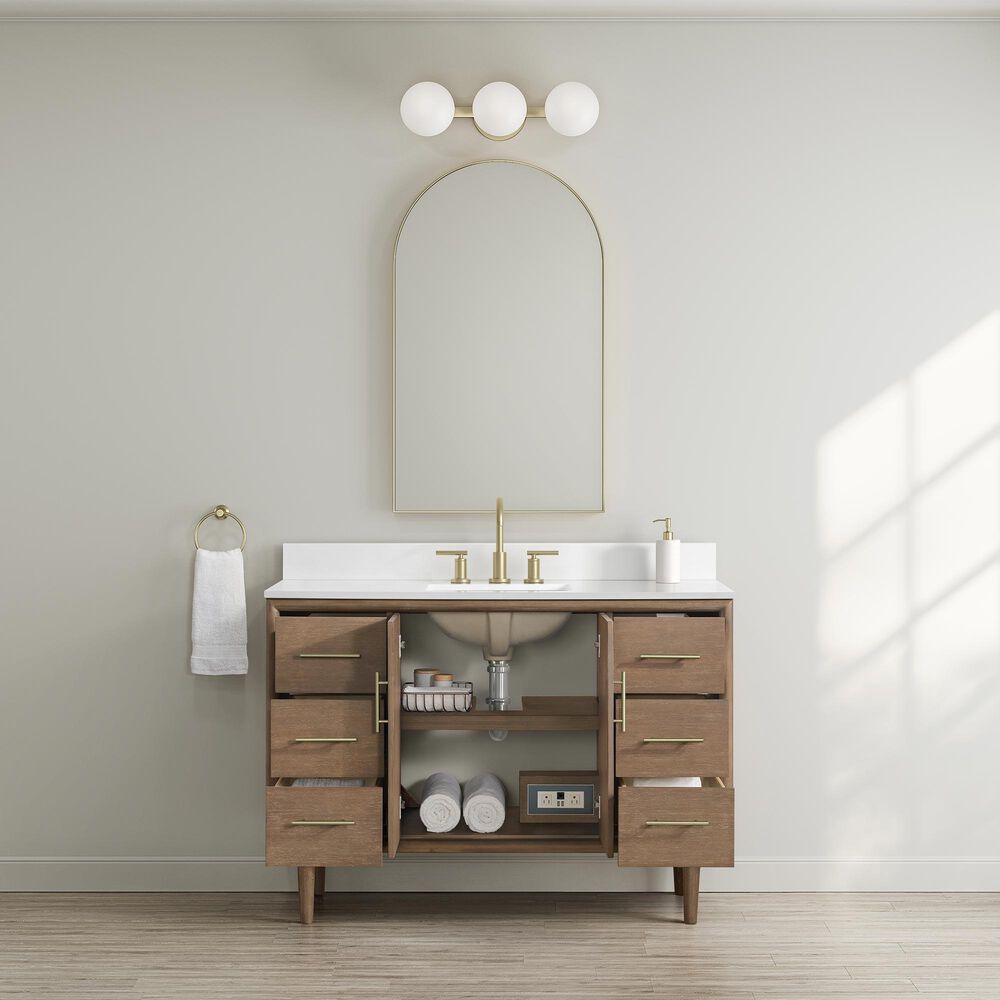 37B Mertola 48" Single Bathroom Vanity Cabinet in Walnut Drift with White Composite Stone Top and Backsplash, , large