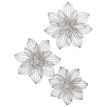 Flair Industries 27" x 24" Metal Wall Sculptures in Black and White (Set of 3), , large