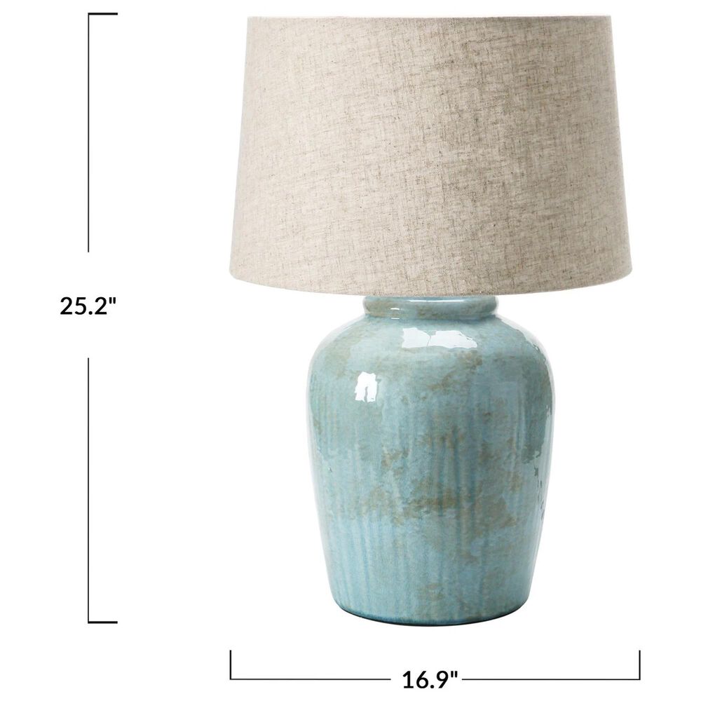 Teak Interiors Shoreline Stoneware Table Lamp in Aqua, , large