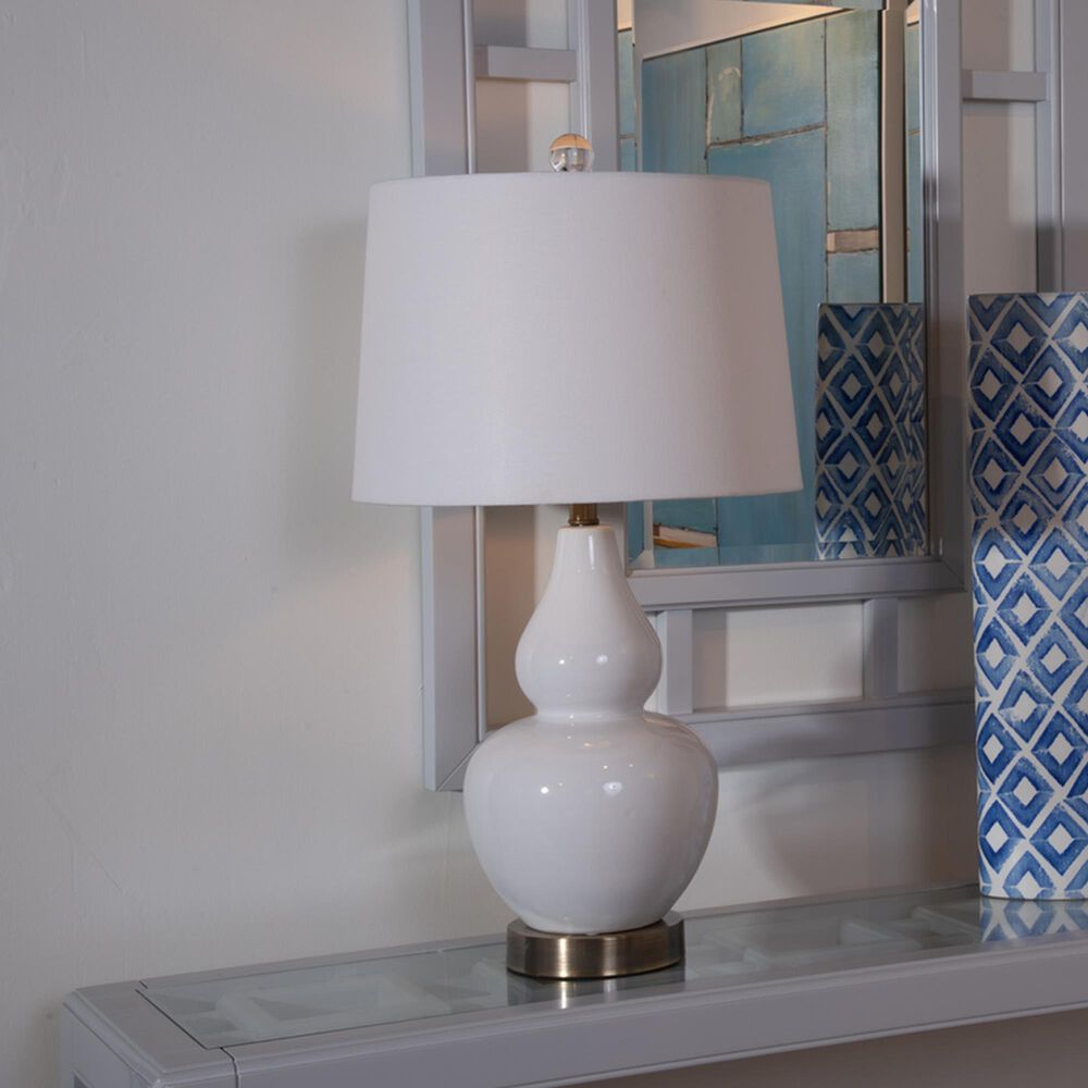 Wildwood Ellis Table Lamp in White and Antique Brass, , large