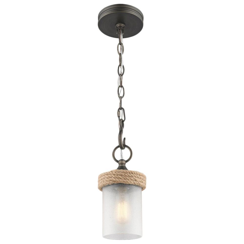 Golden Lighting Chatham Mini Pendant in Gunmetal Bronze with Clear Sandblasted Glass, , large
