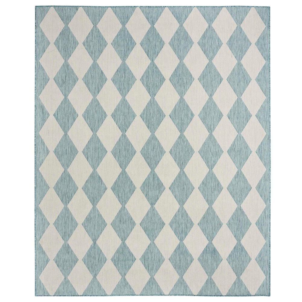 Nourison Positano Geometric Aqua 6" x 9" Indoor/Outdoor Area Rug, , large