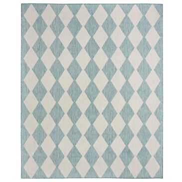 Nourison Positano Geometric Aqua 6" x 9" Indoor/Outdoor Area Rug, , large