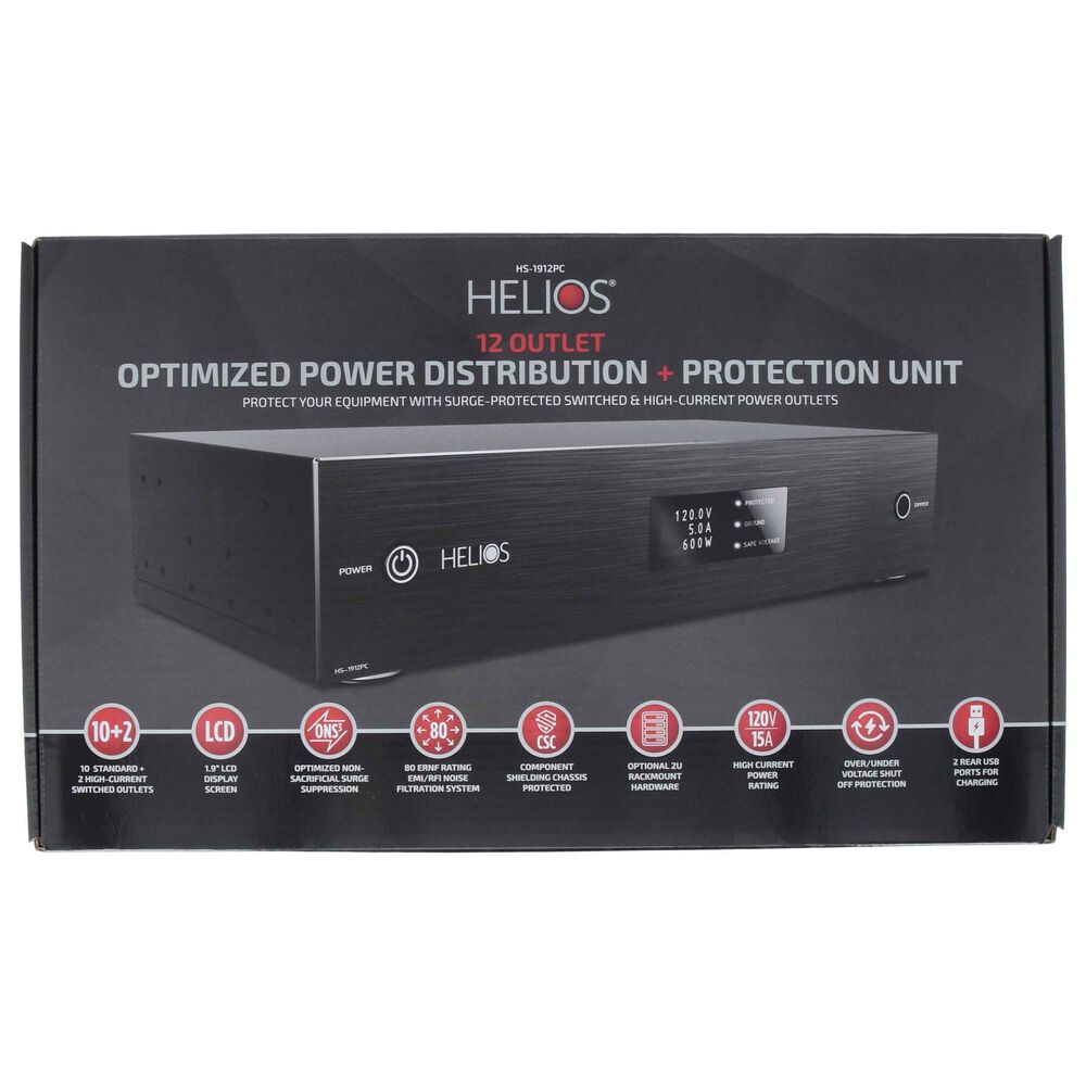 Helios 12-Outlet Rack Mountable Non Sacrificial Surge Protector in Black, , large