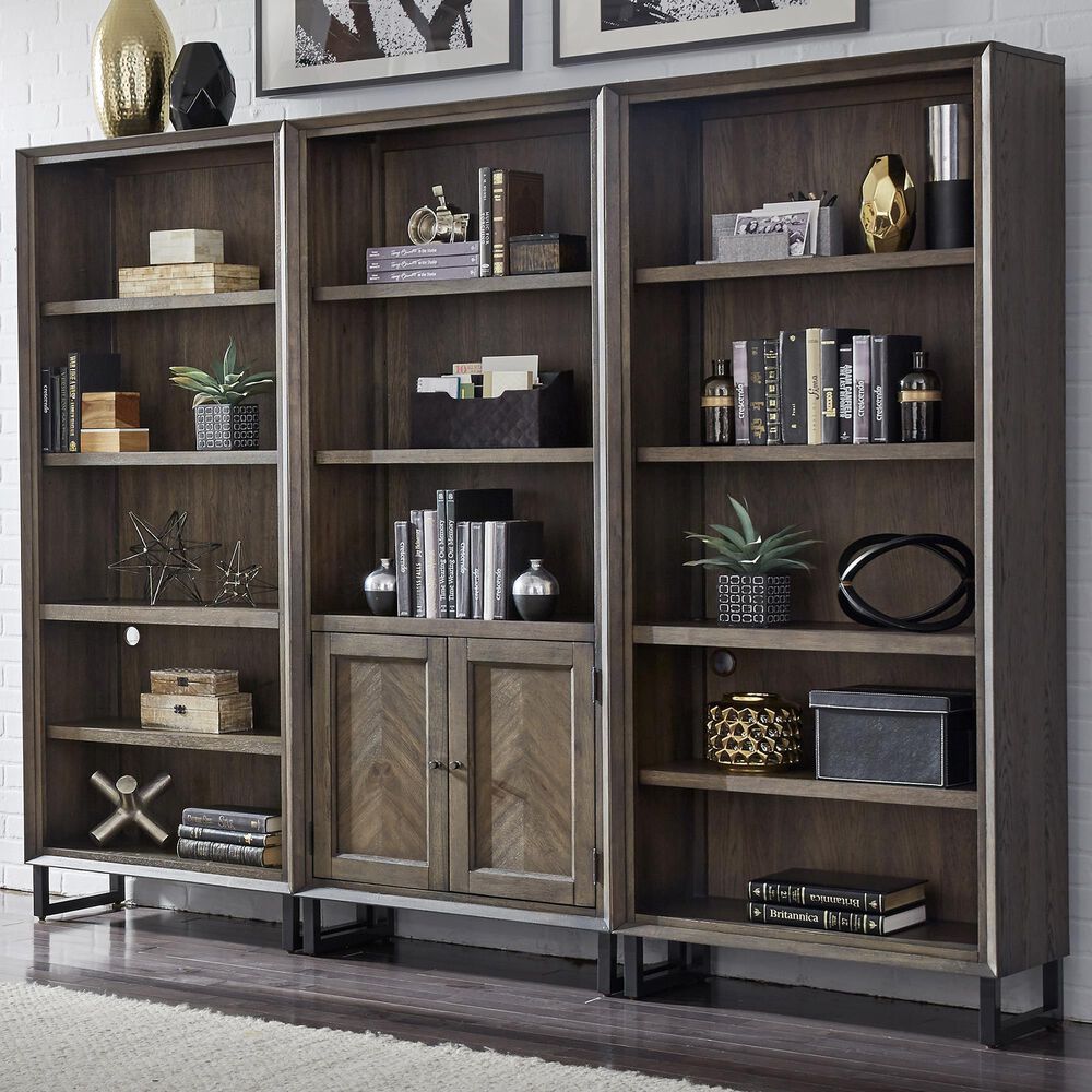 Riva Ridge Harper Point Open Bookcase in Fossil, , large