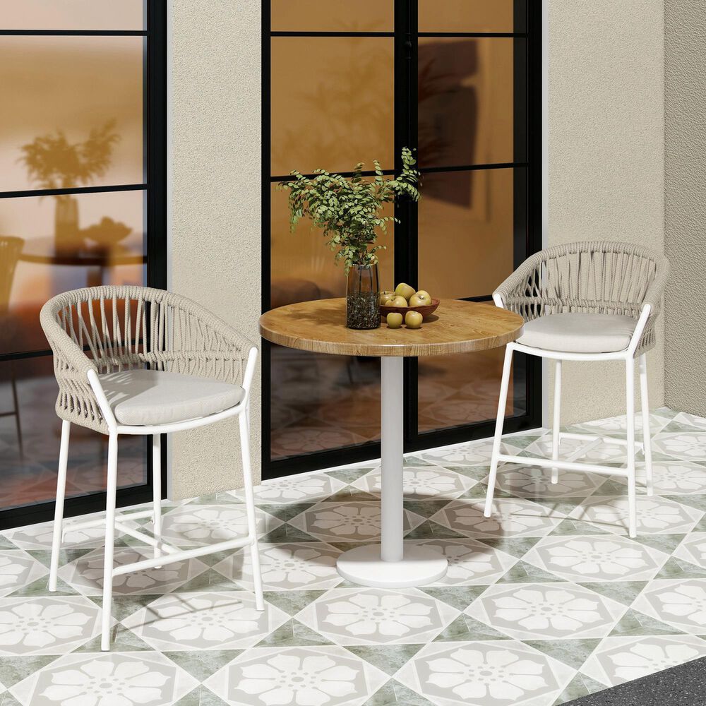 Hearth and Haven Maiden Patio Counter Stool in Beige &#40;Set of 2&#41;, , large