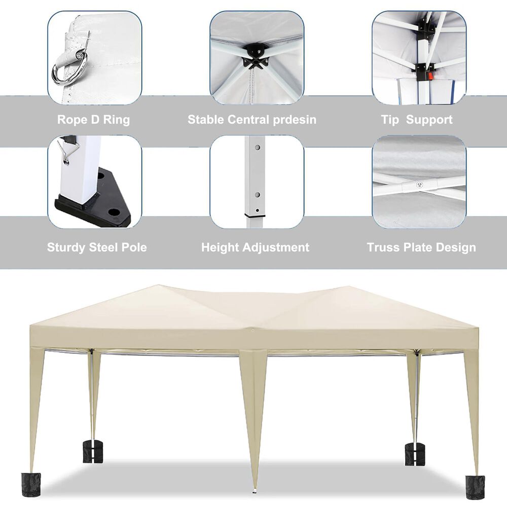 HOMLUX 10' x 20' Outdoor Pop Up Canopy Gazebo for Party in Beige, , large