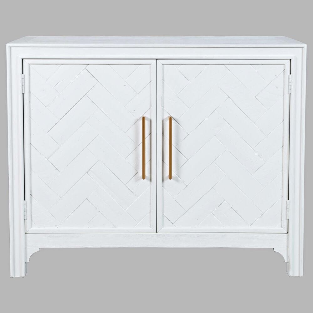 Waltham Gramercy 2-Door Chevron Small Cabinet in Blanc, , large