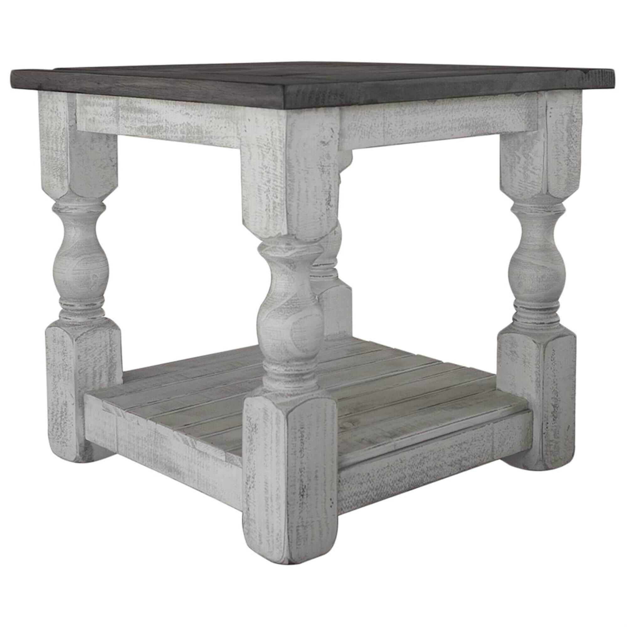 Fallridge Stone End Table in Off White and Gray Nebraska