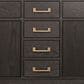 Lexora Home Laurel 60" Double Bathroom Vanity in Brown Oak with White Quartz Top and Rectangular Sinks, , large