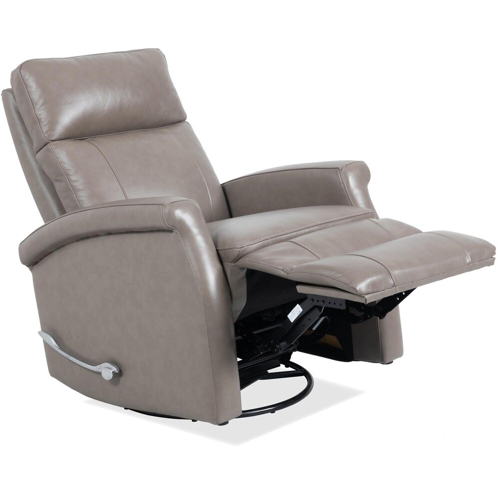 Simeon Collection Manual Leather Swivel Glider Recliner in Graphite, , large